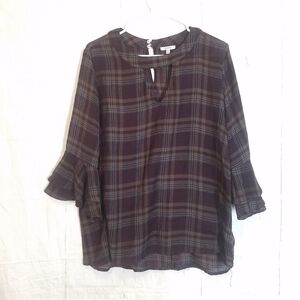 Jodifl plaid ruffle sleeve top
